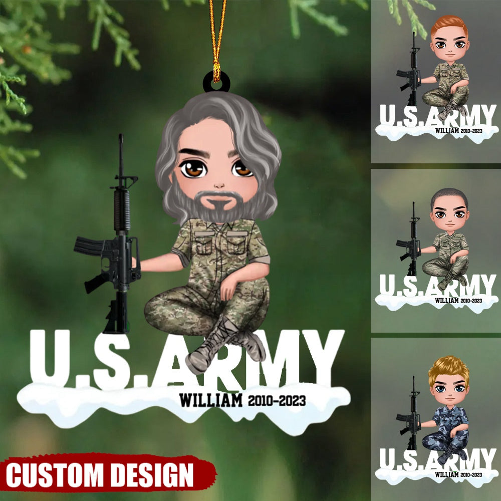 Personalized US Army Solider/Veteran Custom Name Acrylic Ornament