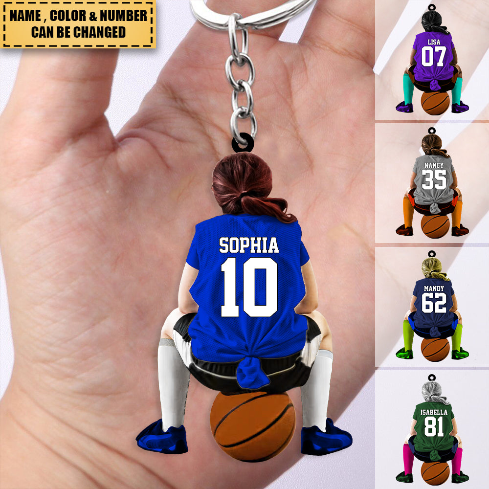 Custom Keycaps Basketball Personalized Basketball Acrylic Keychain-With Name-Gift For Basketball ...