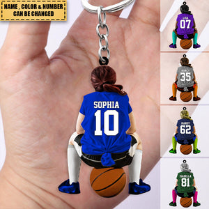 Personalized Basketball Acrylic Keychain-With Name-Gift For Basketball Lovers