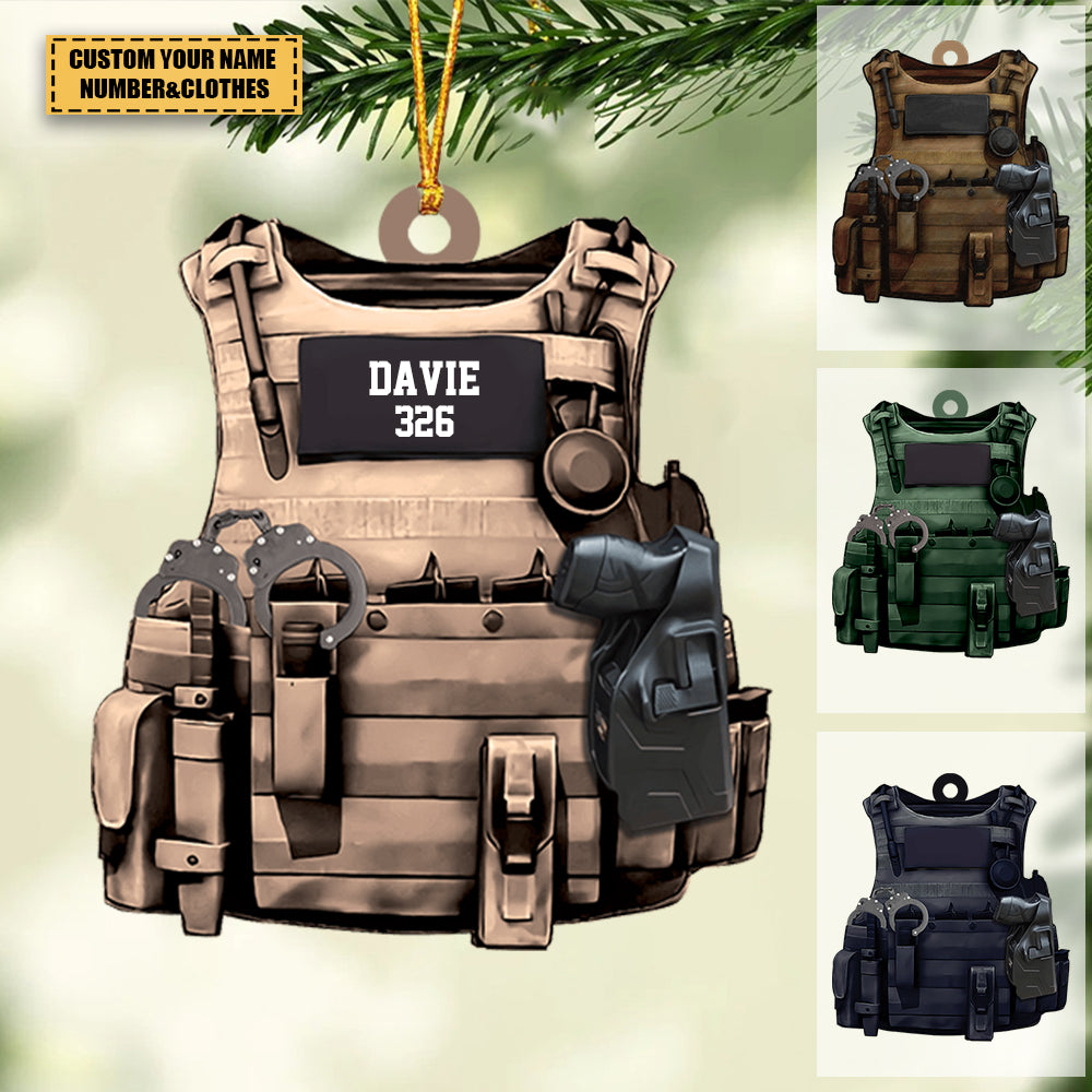 Personalized Police Christmas / Car Ornament Police Bulletproof Custom Shaped Acrylic Christmas / Car Ornament
