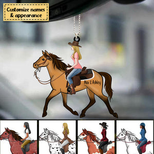 Girl Riding Horse Personalized Acrylic Car Hanging Ornament