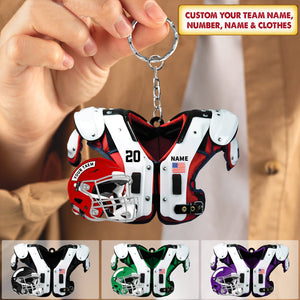 Personalized American Football Shoulder Pads And Helmet Acrylic Keychain