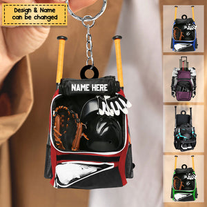 Personalized Baseball Bag Acrylic Keychain