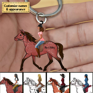 Girl Riding Horse Personalized Acrylic Keychain