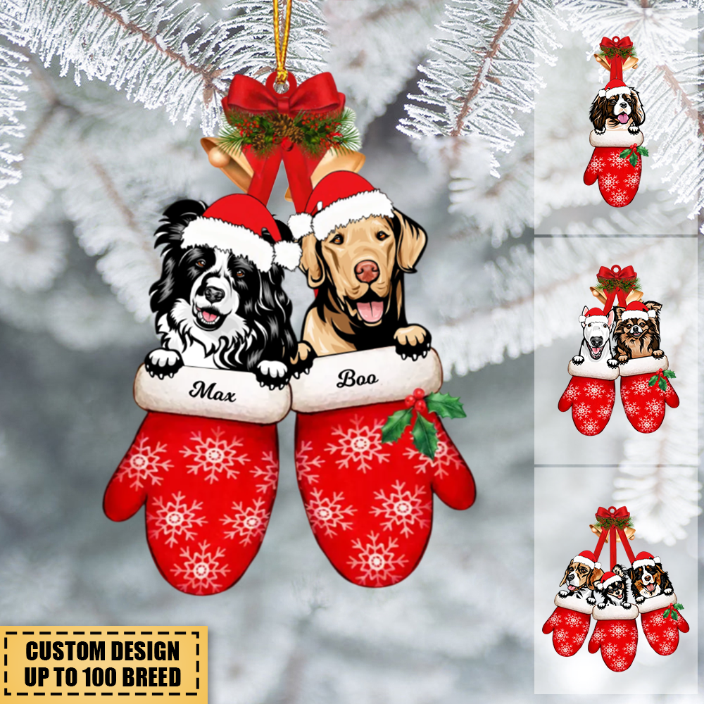 Pets In Gloves Personalized Acrylic Christmas Ornament