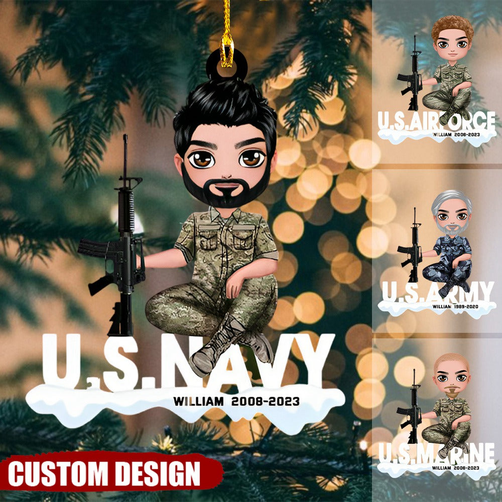Personalized US Army Solider/Veteran Custom Name Acrylic Ornament