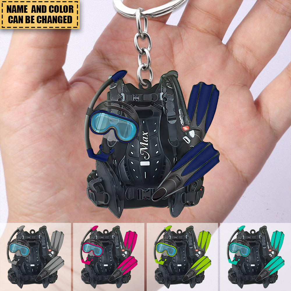 Diver Keychain Personalized Scuba Diving Set Acrylic Keychain - Gift For Diving Lover ...