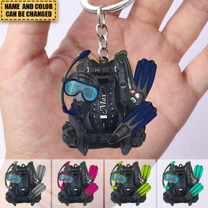Personalized Scuba Diving Set Acrylic Keychain - Gift For Diving Lovers, Divers