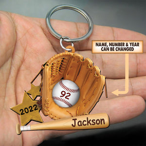 Personalized Baseball Gloves Keychain - Double Sides Printed