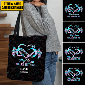 Never Walk Alone My Love Walks With Me Personalized Tote Bag
