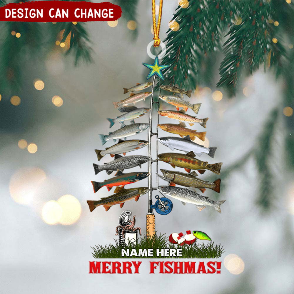 Fishing Merry Fishmas Personalized Christmas Ornament