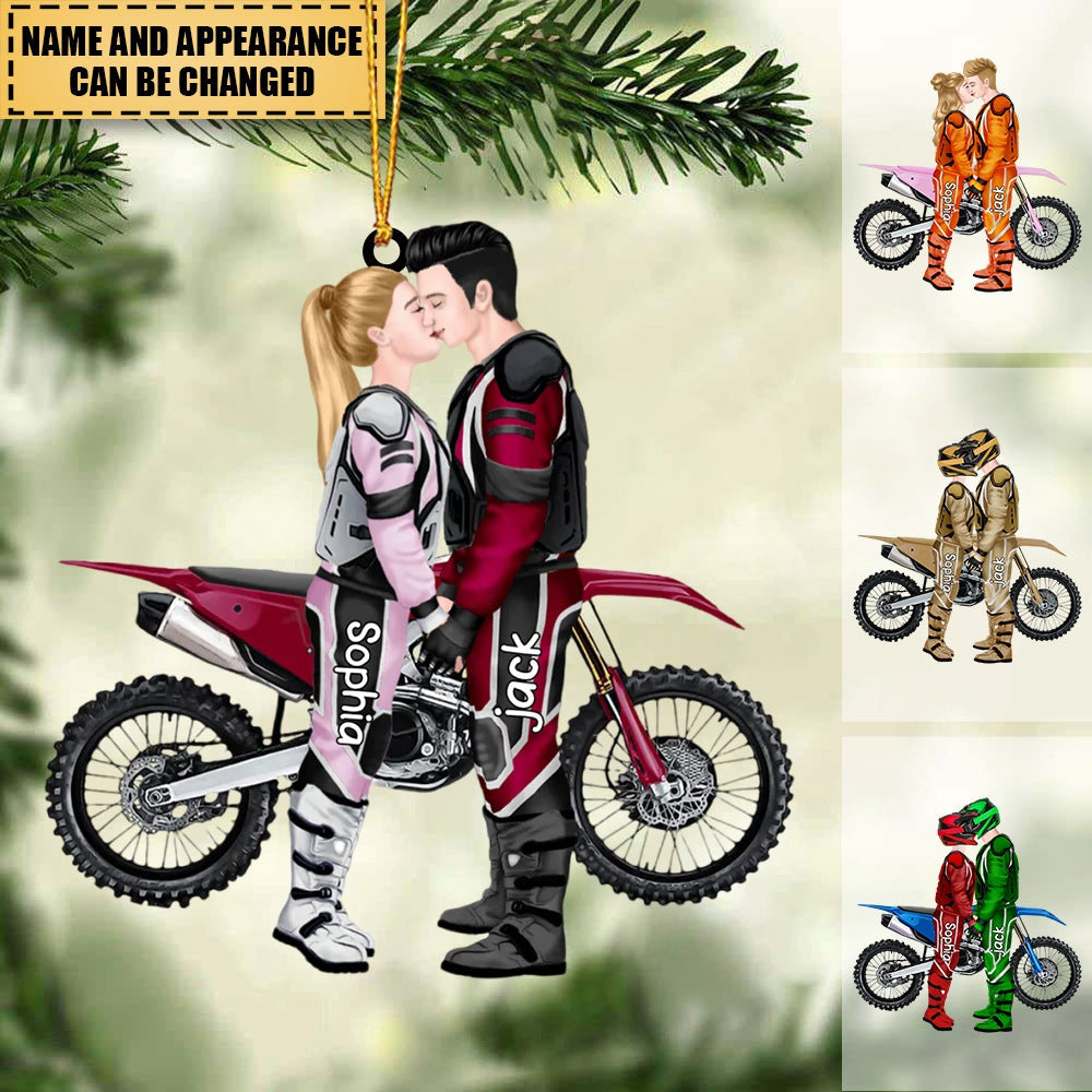Ride Together - Stay Together, Personalized Motocross Couple Ornament