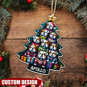 Unique Christmas Bull Dog Tree, A Whole Of English Bull Dogs Custom Name Ornament