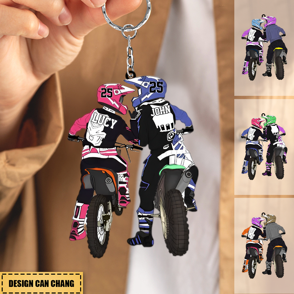 Personalized Dirt Bike/Motocross Couple Acrylic Keychain-Gift For Couple