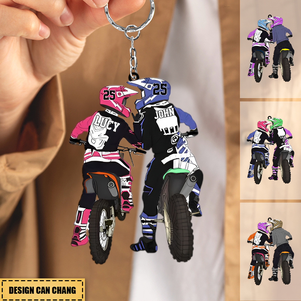 Personalized Dirt Bike Couple Acrylic Keychain Gift For Couple