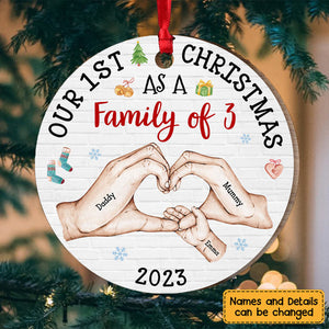 Baby's First Christmas As A Family Personalized Circle Ornament