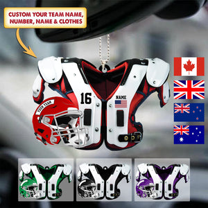 Personalized Ornament- Football Shoulder Pads And Helmet - Multi Countries