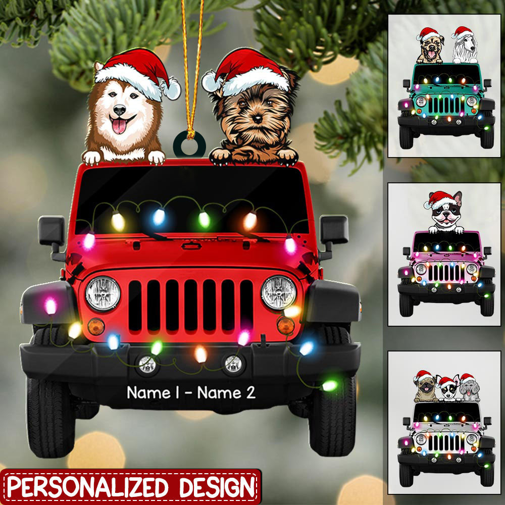 Personalized Dog On Off-Road Car Christmas Acrylic Ornament