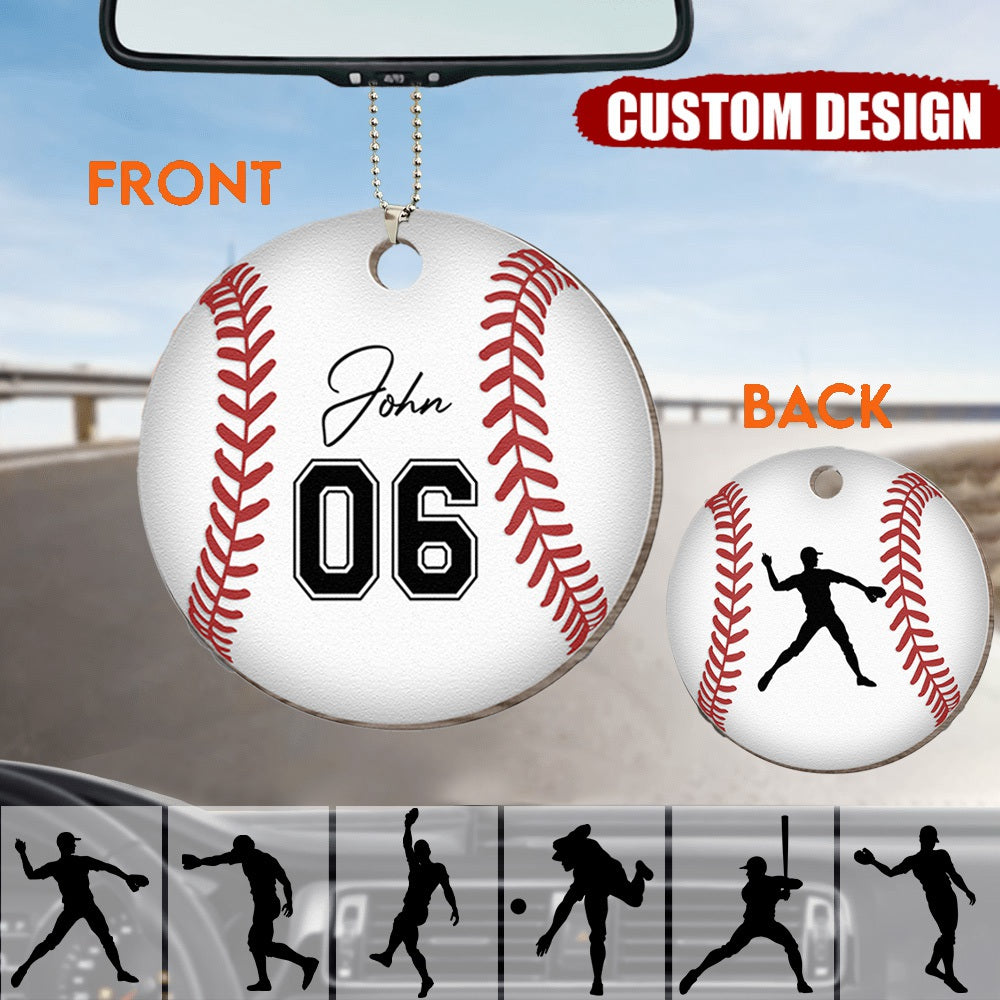 Personalized Baseball Playing Wooden Hanging Ornament-Gift For Baseball Lovers