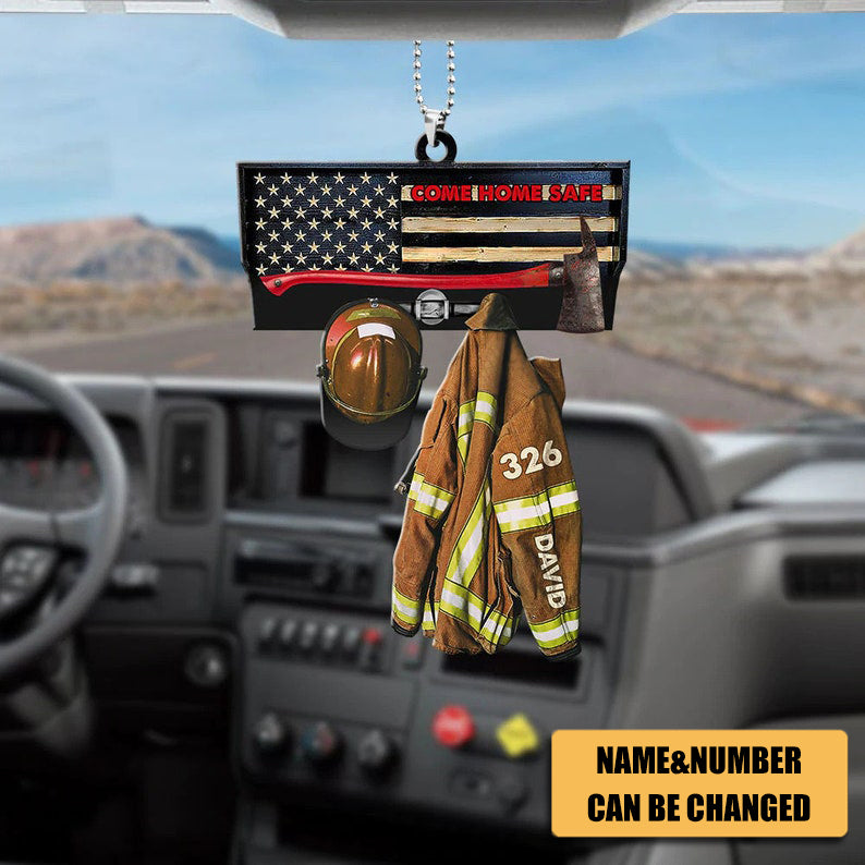 Personalized Firefighter Vest And Helmet Car Ornament