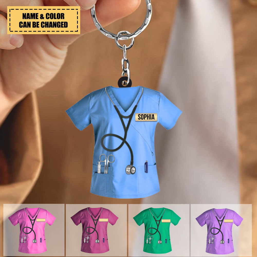 Personalized Nurse Scrubs - Gift For Nurse Acrylic Keychain - facamart