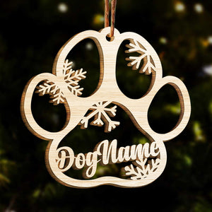HAPPY CHRISTMAS WITH FUR BABIES - PERSONALIZED PAW ORNAMENT (DOG, CAT & ANGEL WINGS) - CUSTOMIZED DECORATION GIFT