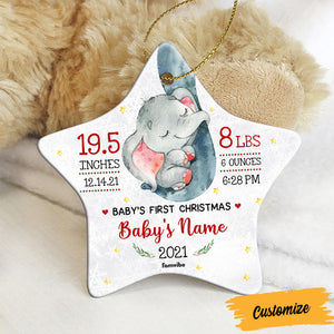 Personalized Elephant Baby First Christmas Star Ornament