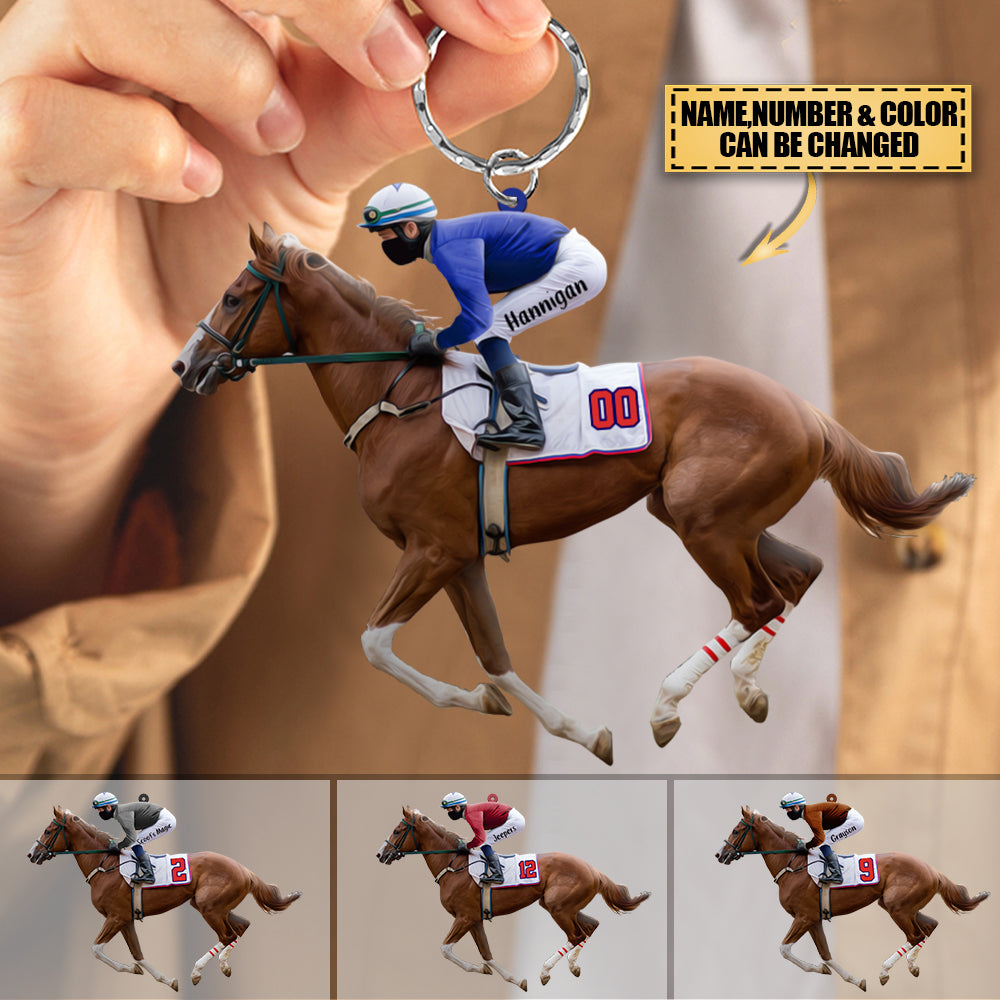 Personalized male/Boy Equestrian Acrylic Keychain - Gift Idea For Horse Lover