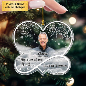 Memorial Christmas Upload Photo Heart Infinity Forever Loved Personalized Ornament