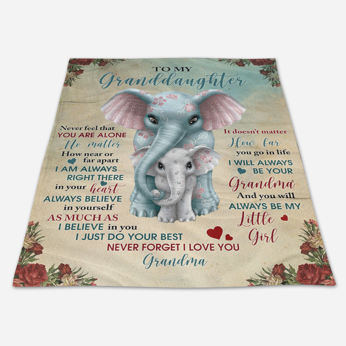 Gift For Granddaughter Blanket, To My Granddaughter I Will Always Be Your Grandma Elephant Blanket