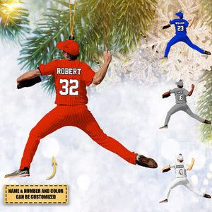 Personalized Baseball/Softball Player Throwing The Ball Christmas Ornament