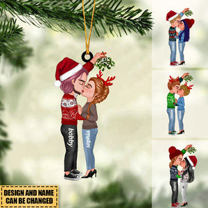 Couple Kissing Personalized Christmas Ornament