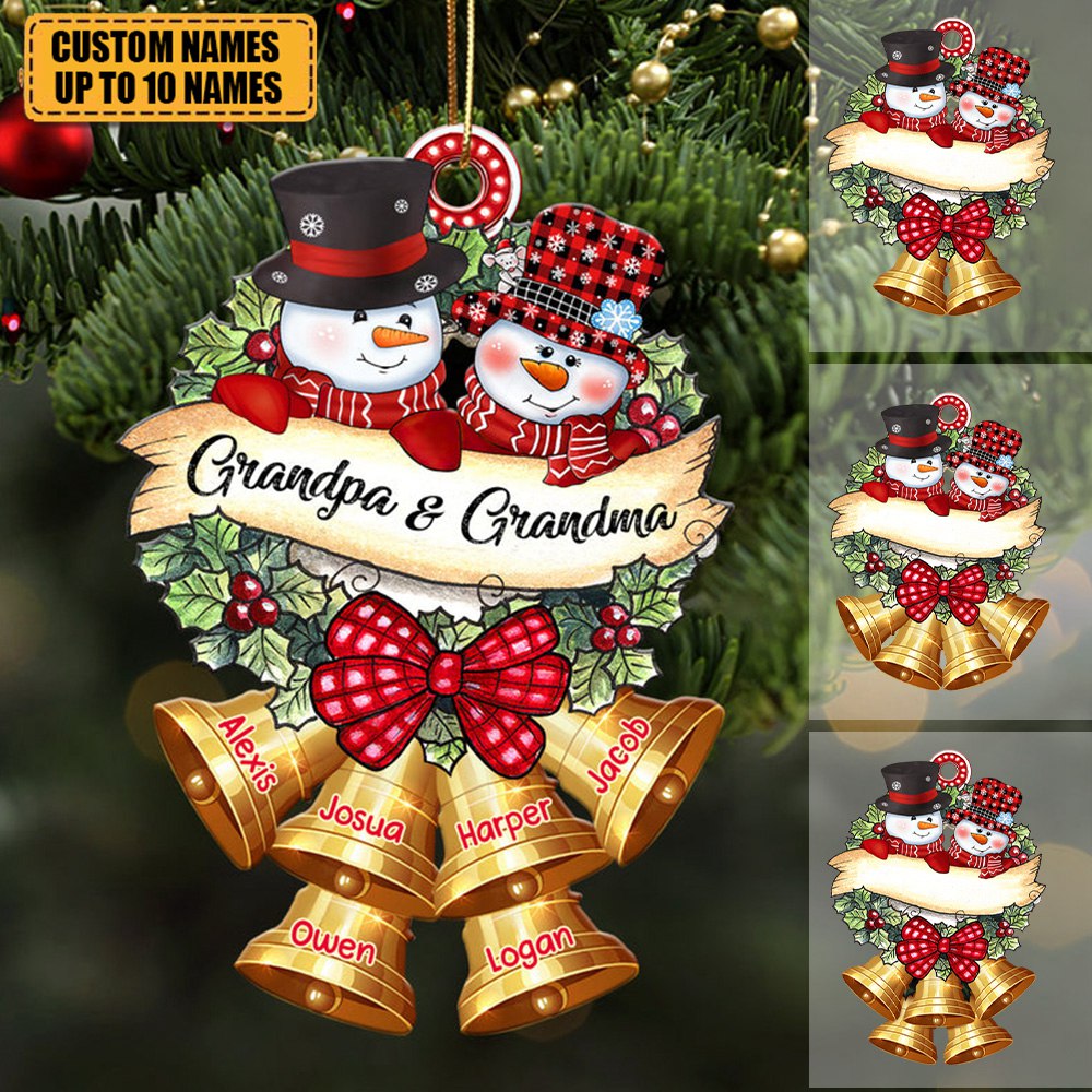 Snowman Grandma Grandpa Christmas Family Gift Personalized Acrylic Ornament