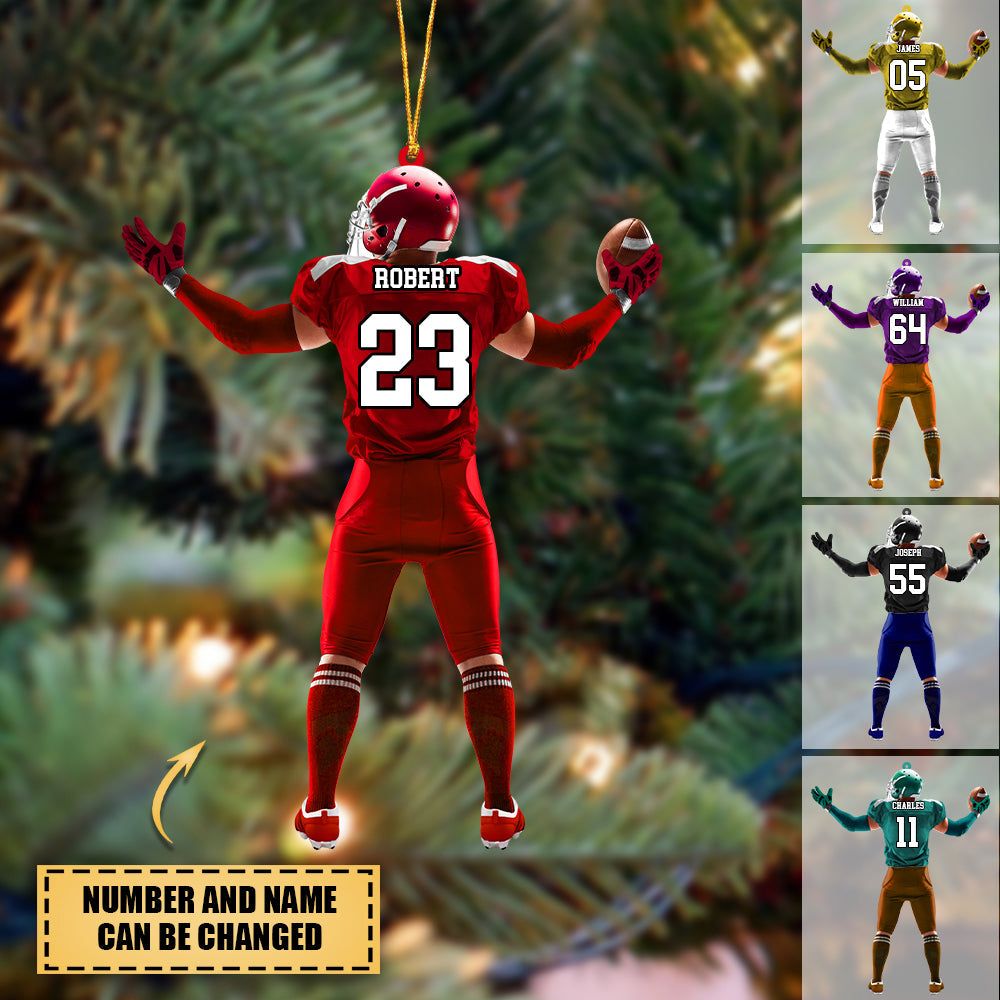 Personalized American Football Player Acrylic Christmas Ornament