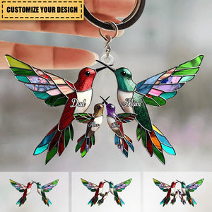 Family Members Hummingbird Together Personalized Acrylic Keychain