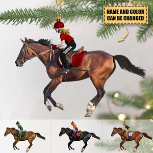 Custom Personalized horse riding kids Christmas Ornament,Great Gift For Horse Lovers