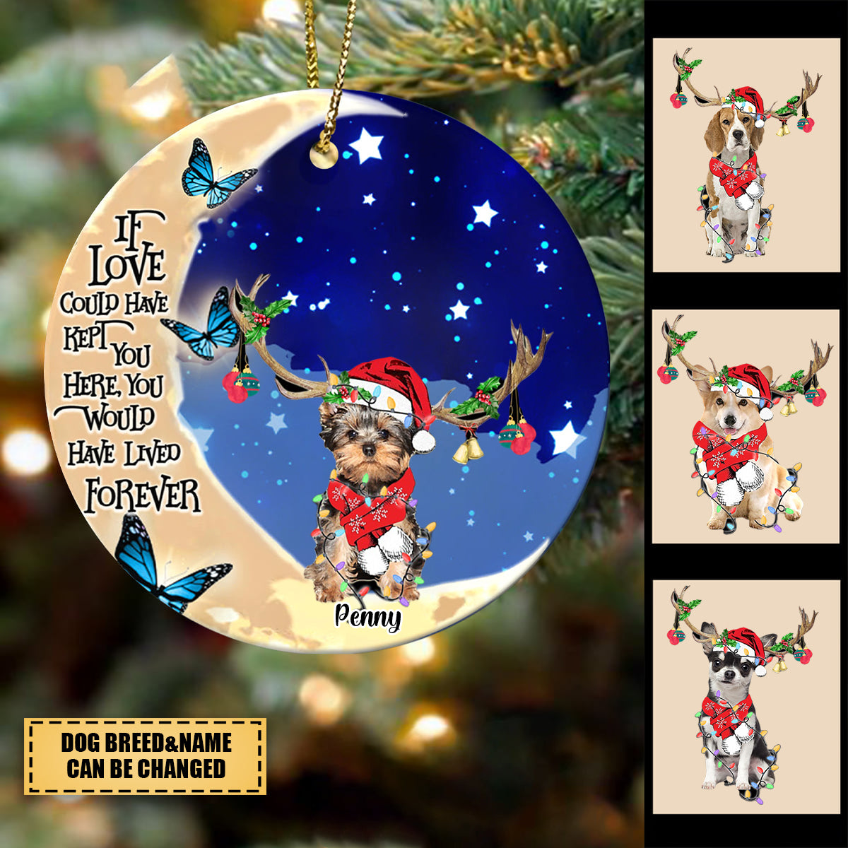 If only love could have saved you, custom memorial ornament for dog lovers