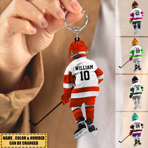 Personalized hockey acrylic keychain for kids-gift for hockey lovers acrylic keychain