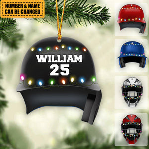 Baseball Helmet - Personalized Christmas Ornament