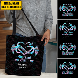 Never Walk Alone My Love Walks With Me Personalized Tote Bag