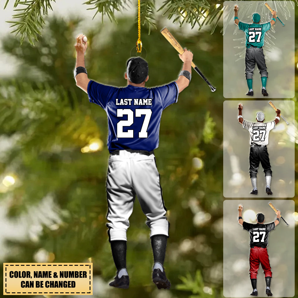 Personalized Baseball Player Acrylic Ornament For Baseball Player Baseball Mom Dad Grandma Family Xmas Gift For Son Grandson