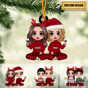 Doll Couple Sitting Christmas Gift For Him For Her Personalized Ornament