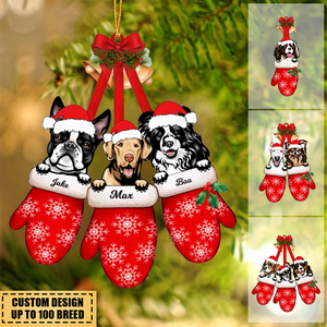 Pets In Gloves Personalized Acrylic Christmas Ornament