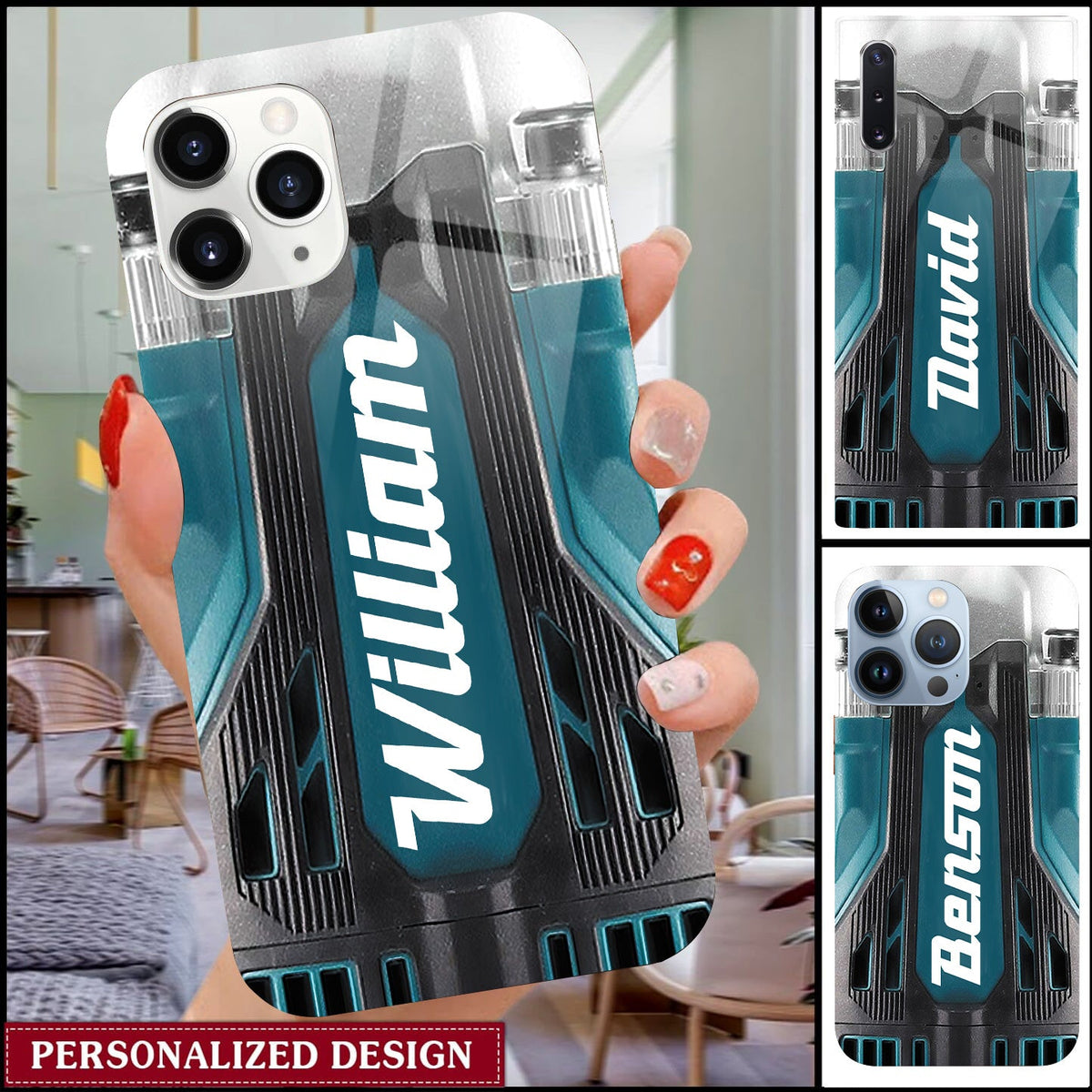 Personalized Power Tools Glass Phone Case - B