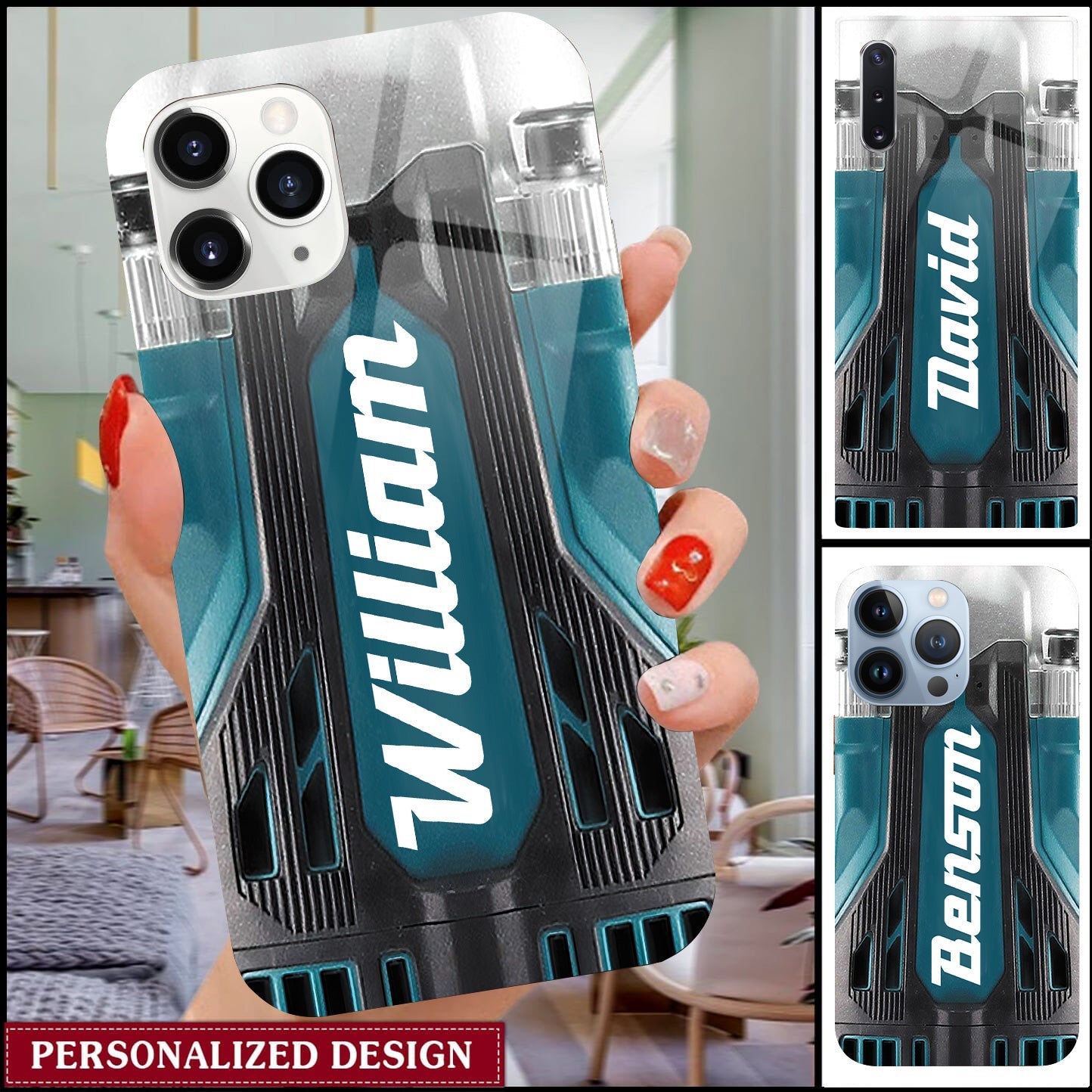 Personalized Power Tools Glass Phone Case - B