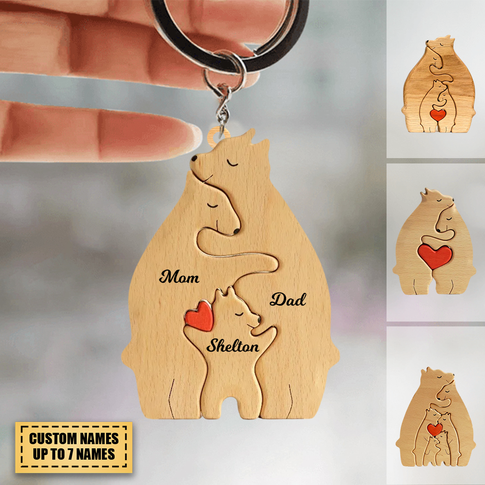 Personazlied Bear Family Acrylic Keychain - Gift For Family Members