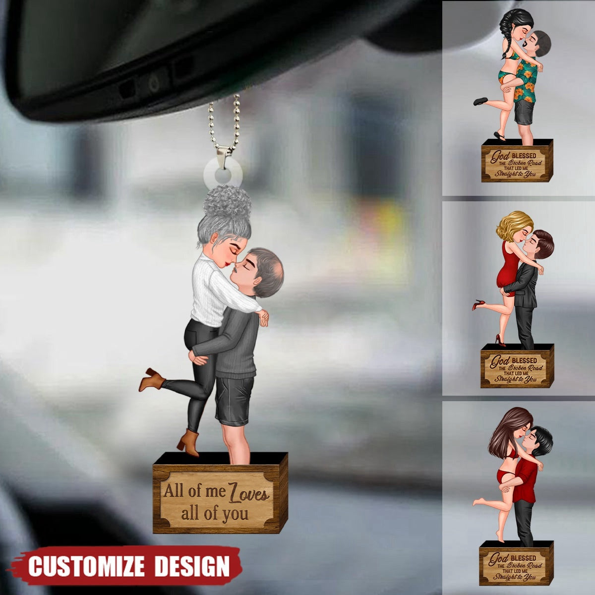 God Blessed - Couple Personalized Acrylic Car Ornament - Gift For Couple