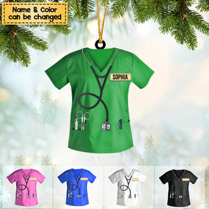 Nurse Scrubs Personalized Christmas Ornament