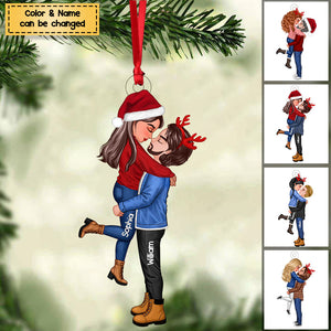 Doll Couple Kissing&Hugging Personalized Acrylic Christmas Ornament