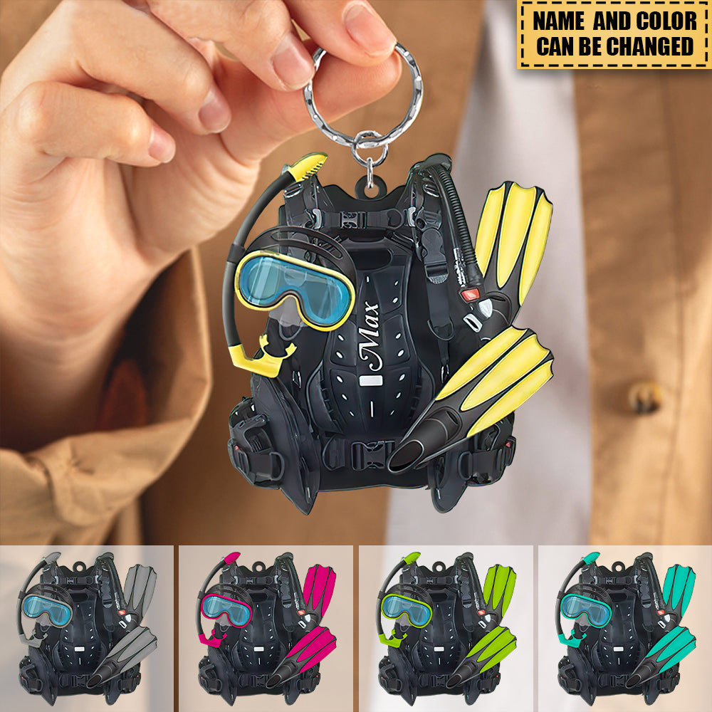 Diver Keychain Personalized Scuba Diving Set Acrylic Keychain - Gift For Diving Lover ...
